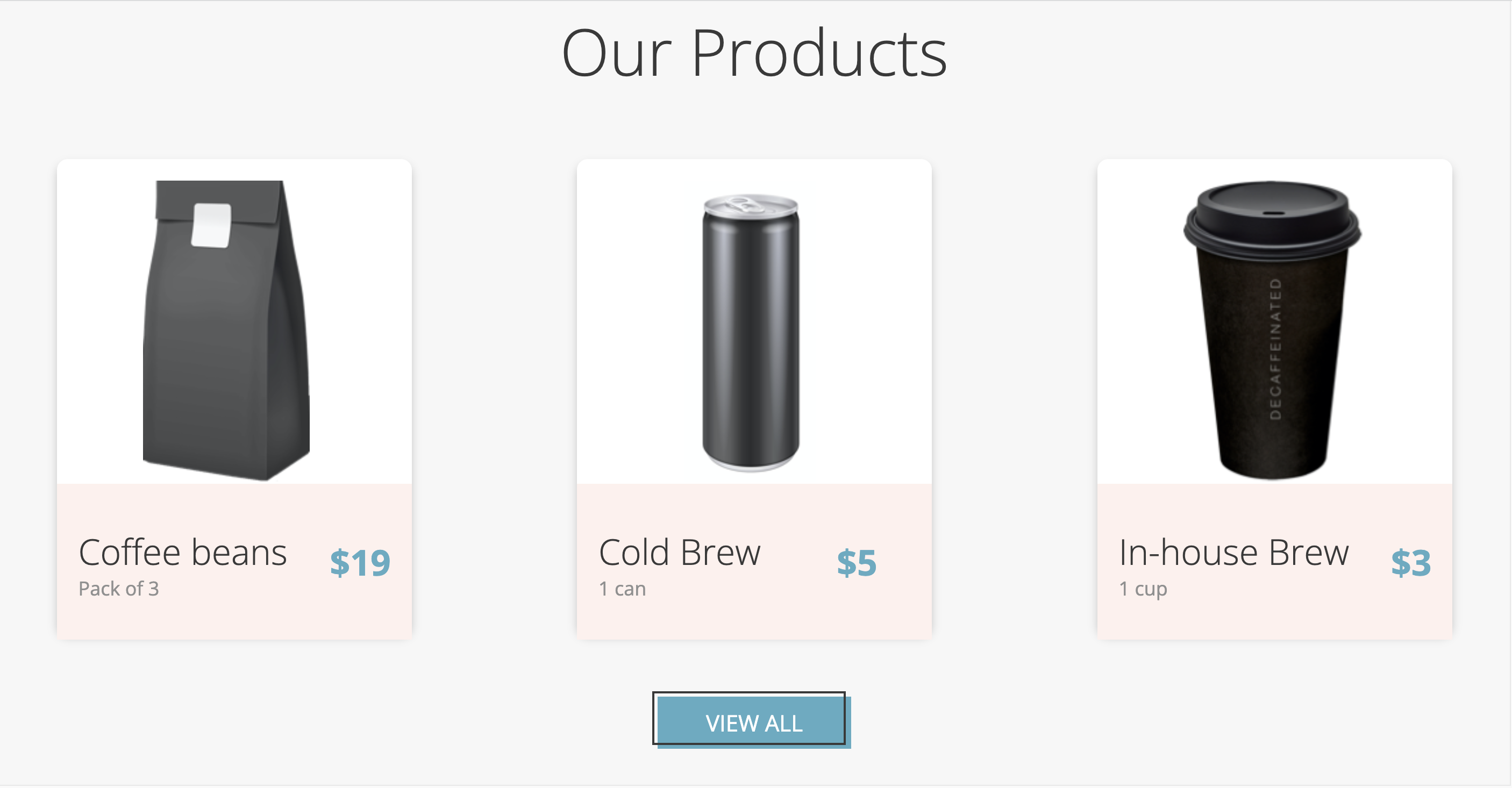 coffee shop products section